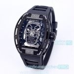 Replica Richard Mille RM 52-01 Black Pirate Diamond Skull Dial Black Rubber Watch